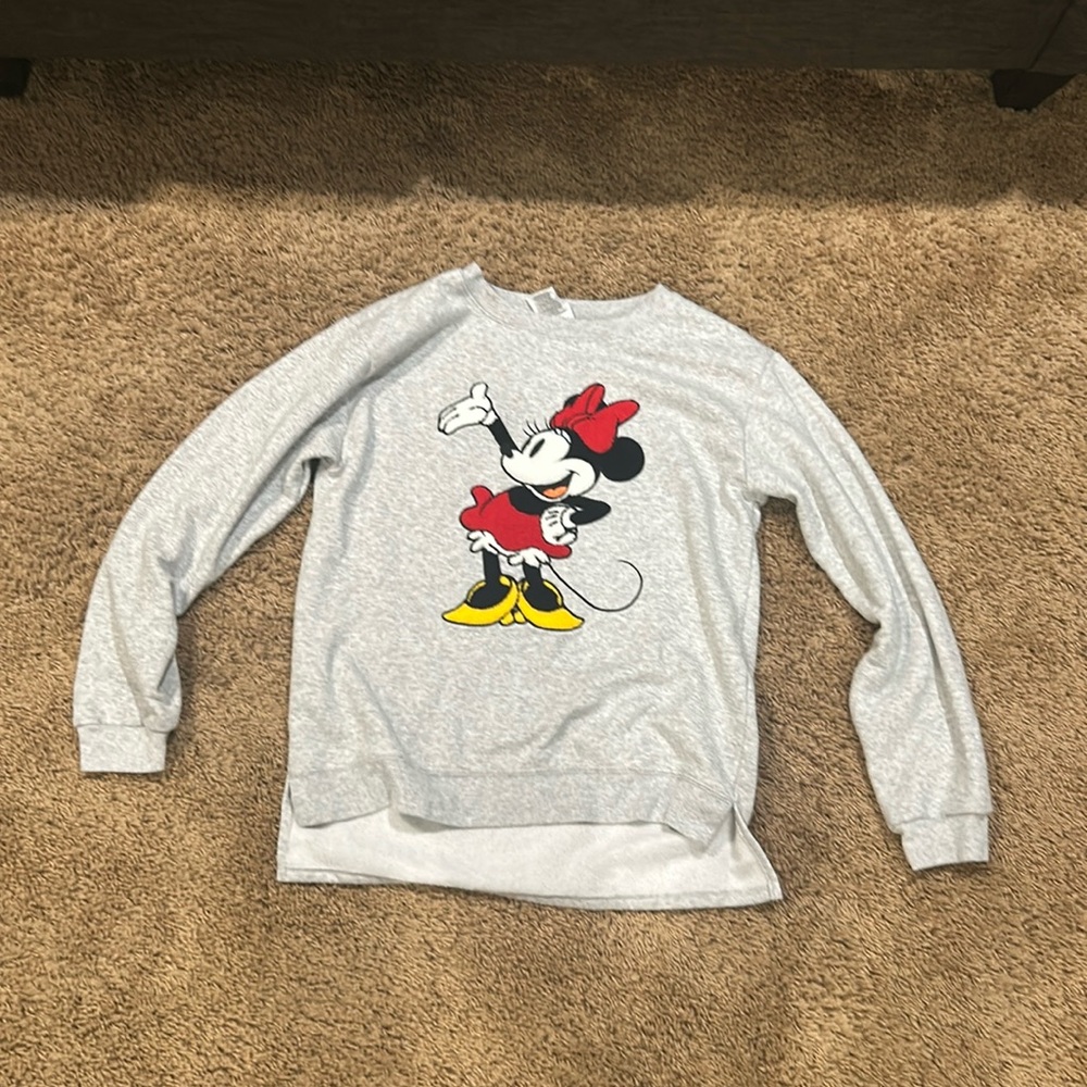 Disney Minnie Mouse Light Gray Pullover Sweater